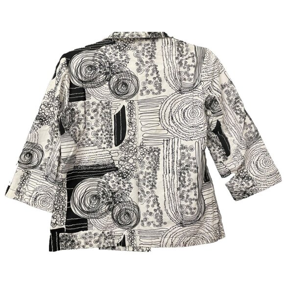 Chico's Women's Size 0 Black & White Embroidered Blazer Jacket 3/4 Sleeve - Picture 14 of 14